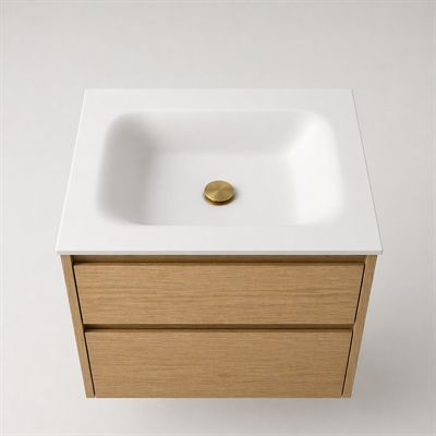 Corian wastafelblad 62 cm incl. Lux wastafel, Glacier White