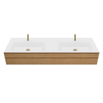 Corian badkamertablet op maat met geïntegreerde Type 7 lavabo, Glacier White