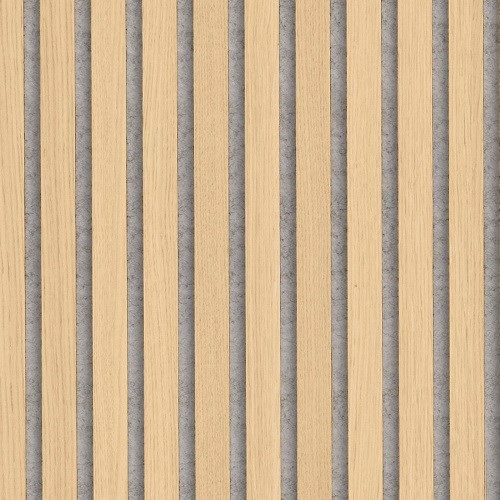 Akoestische panelen - Onbehandeld eikenfineer 60 x 240 cm met lichtgrijze ondergrond